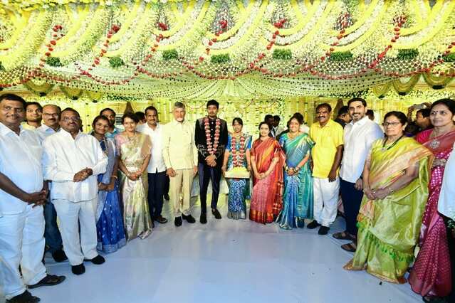 మంత్రి నిమ్మల కుమార్తె వివాహ వేడుకకు హాజరైన సీఎం చంద్రబాబు