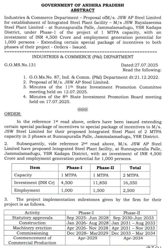సీమ స్టీల్ కు ప్రభుత్వం సపోర్ట్!