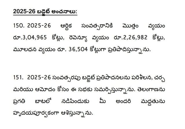 తెలంగాణ బడ్జెట్ 2025-26.. కేటాయింపులు ఇవే..
