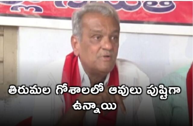 గోశాలలో సీపీఐ నారాయణ.. పరిస్థితిపై ప్రకటన