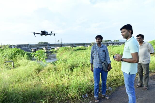 వర్షపు నీరు ప్రవాహం డ్రోన్ తో పరిశీలన